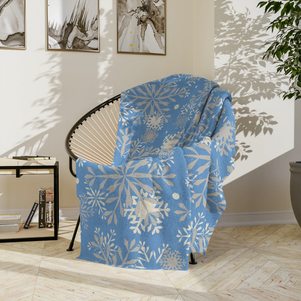 Cozy Winter Blanket, Soft Microfiber Throw for Christmas, Snowflake Design, Holiday Decor, Warm Gift