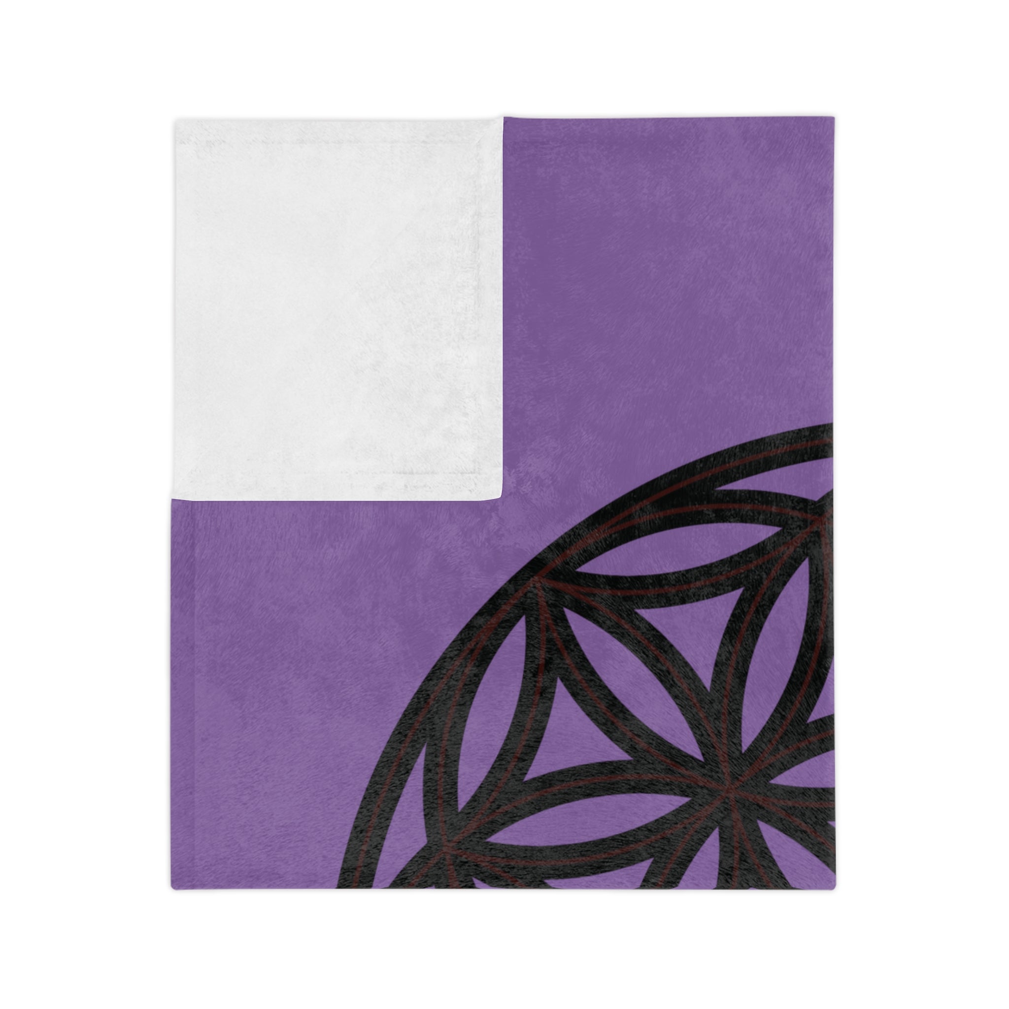 Lavender Velveteen Microfiber Blanket with Flower of Life Design, Cozy Throw for Meditation, Home Decor, Gift for Yoga Lovers
