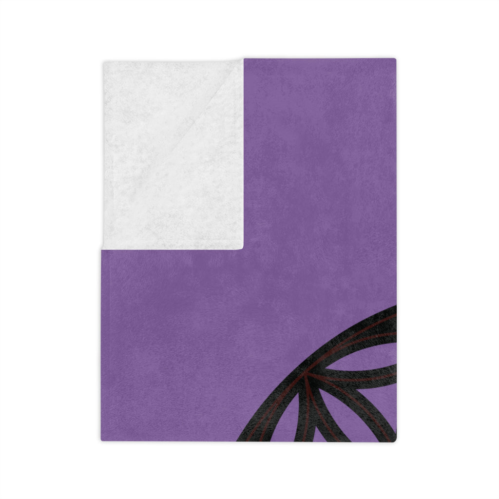 Lavender Velveteen Microfiber Blanket with Flower of Life Design, Cozy Throw for Meditation, Home Decor, Gift for Yoga Lovers