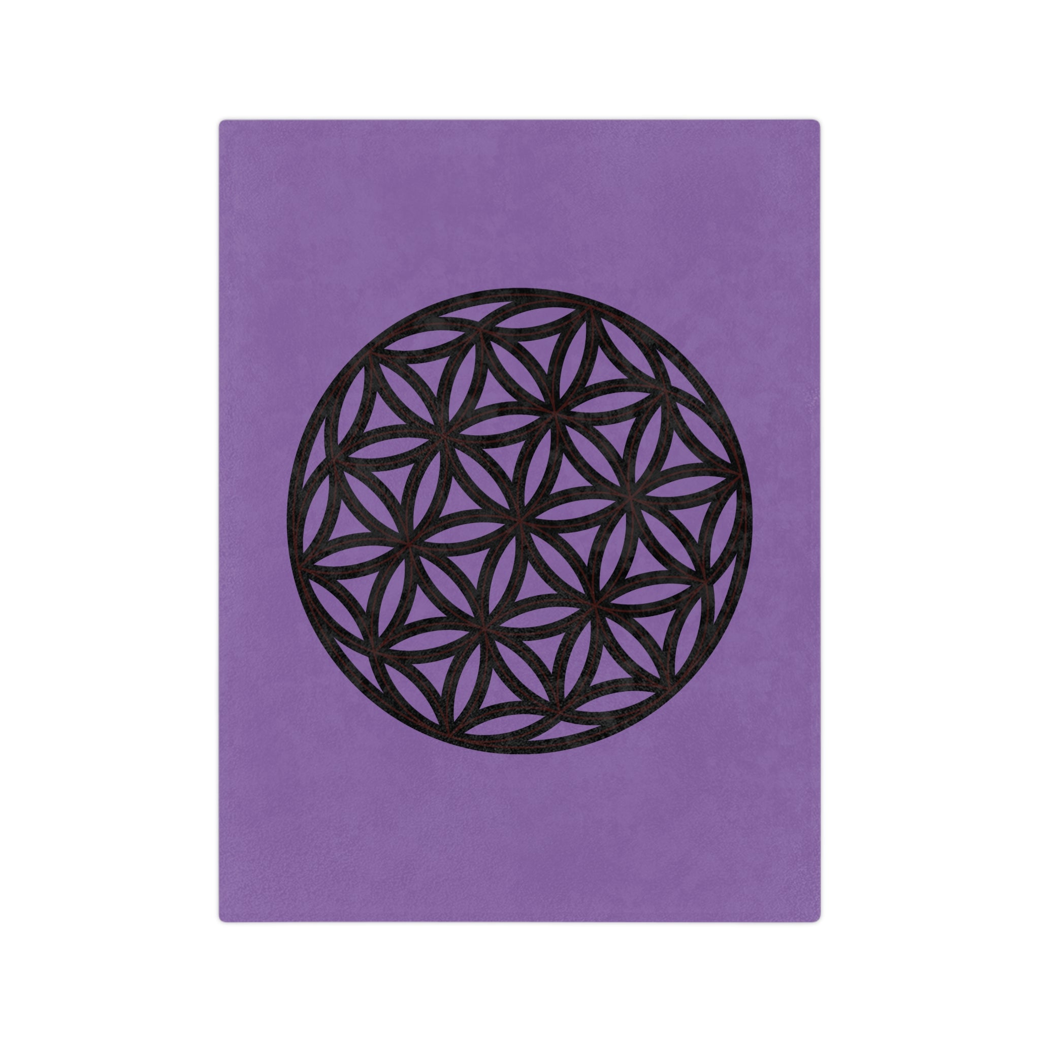 Lavender Velveteen Microfiber Blanket with Flower of Life Design, Cozy Throw for Meditation, Home Decor, Gift for Yoga Lovers