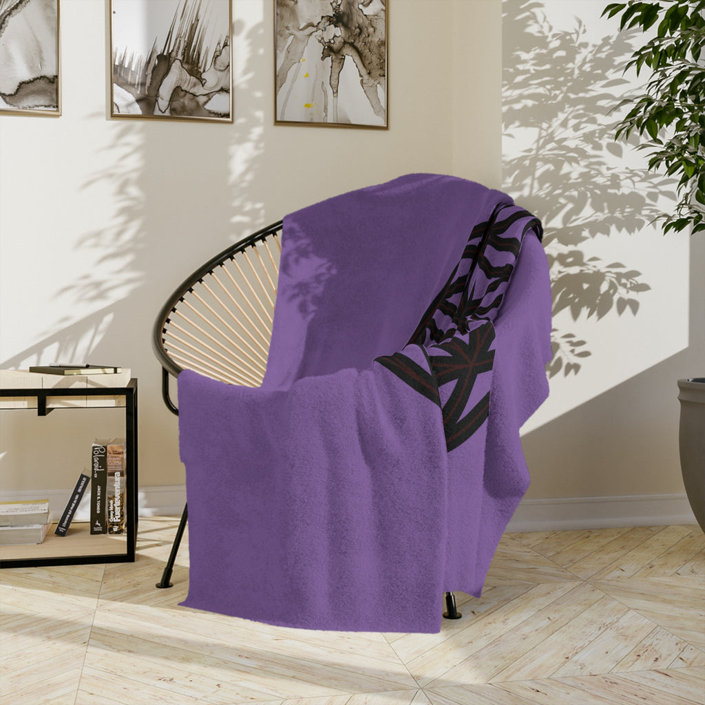 Lavender Velveteen Microfiber Blanket with Flower of Life Design, Cozy Throw for Meditation, Home Decor, Gift for Yoga Lovers