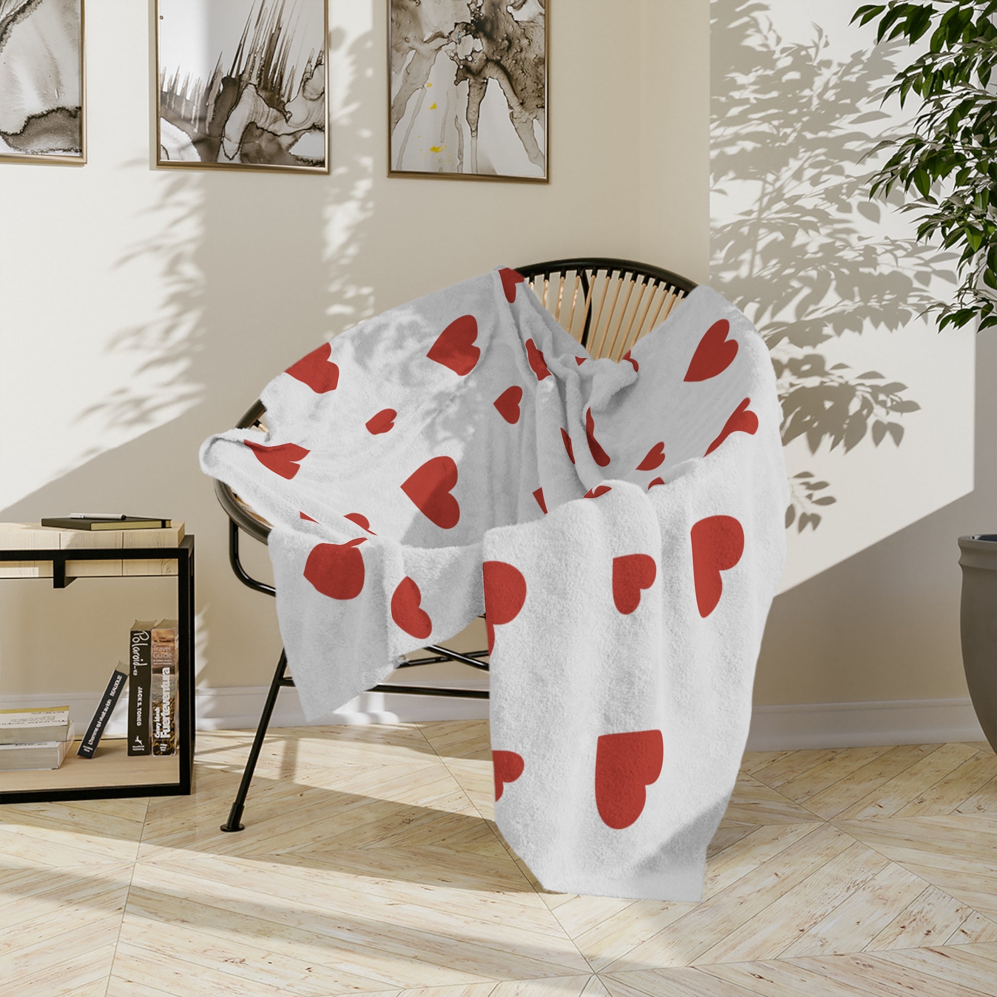 Cozy Heart Pattern Blanket - Perfect for Valentine's Day, Home Décor, Gifts, Snuggling, Soft Microfiber Blanket