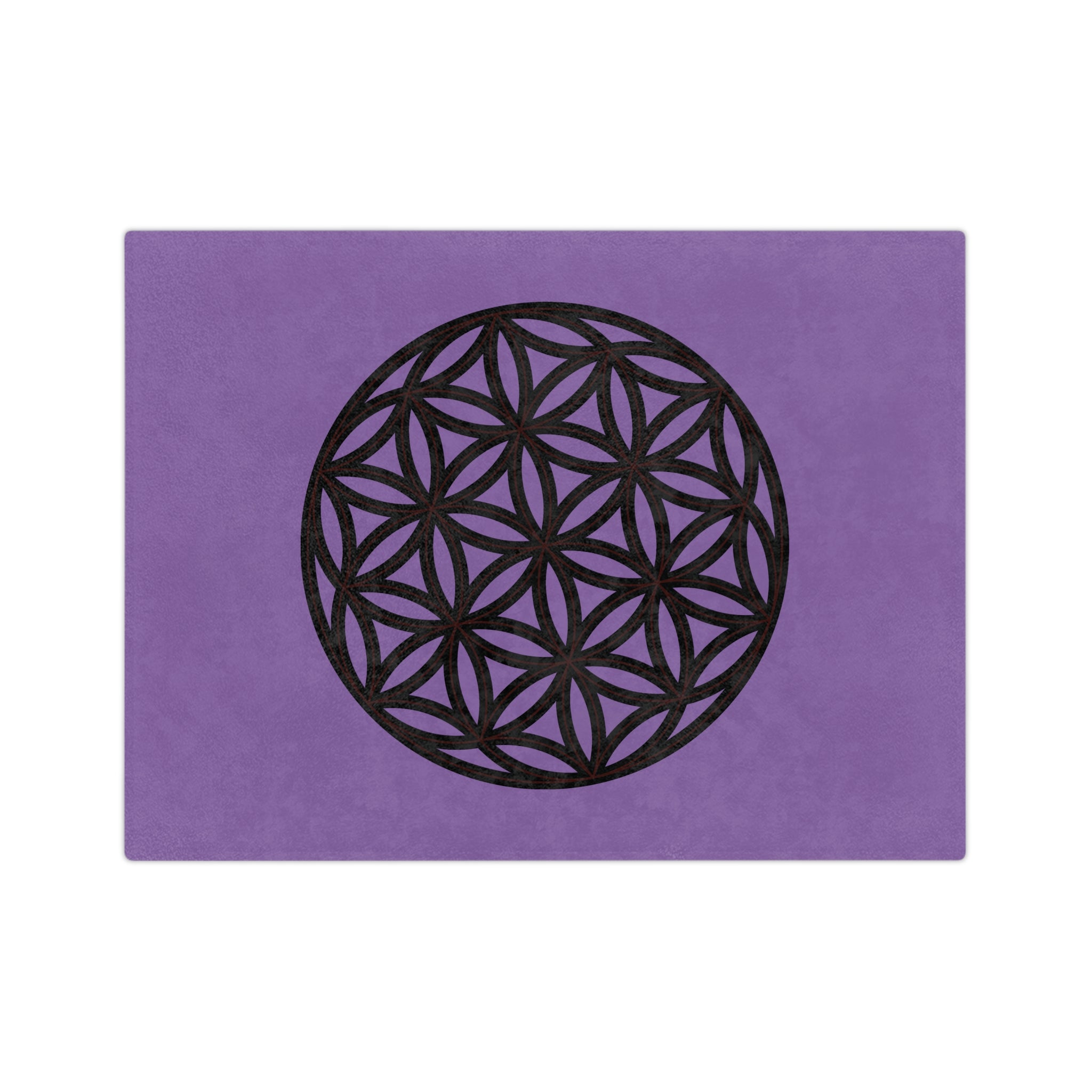 Lavender Velveteen Microfiber Blanket with Flower of Life Design, Cozy Throw for Meditation, Home Decor, Gift for Yoga Lovers
