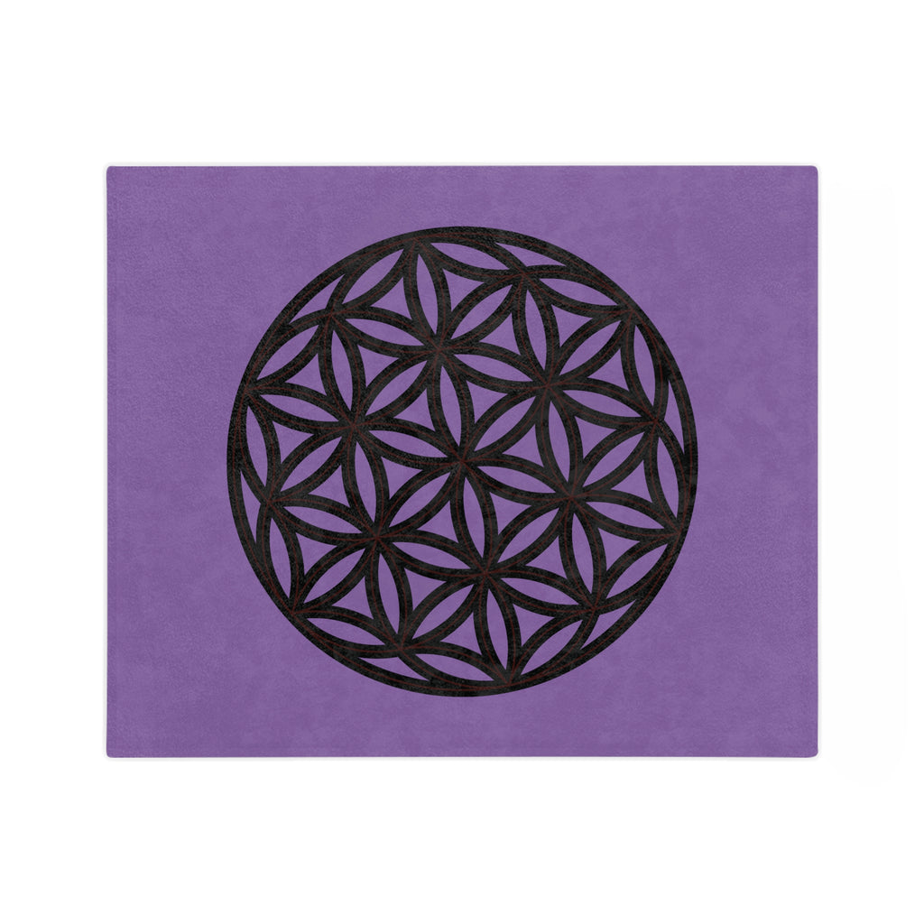 Lavender Velveteen Microfiber Blanket with Flower of Life Design, Cozy Throw for Meditation, Home Decor, Gift for Yoga Lovers