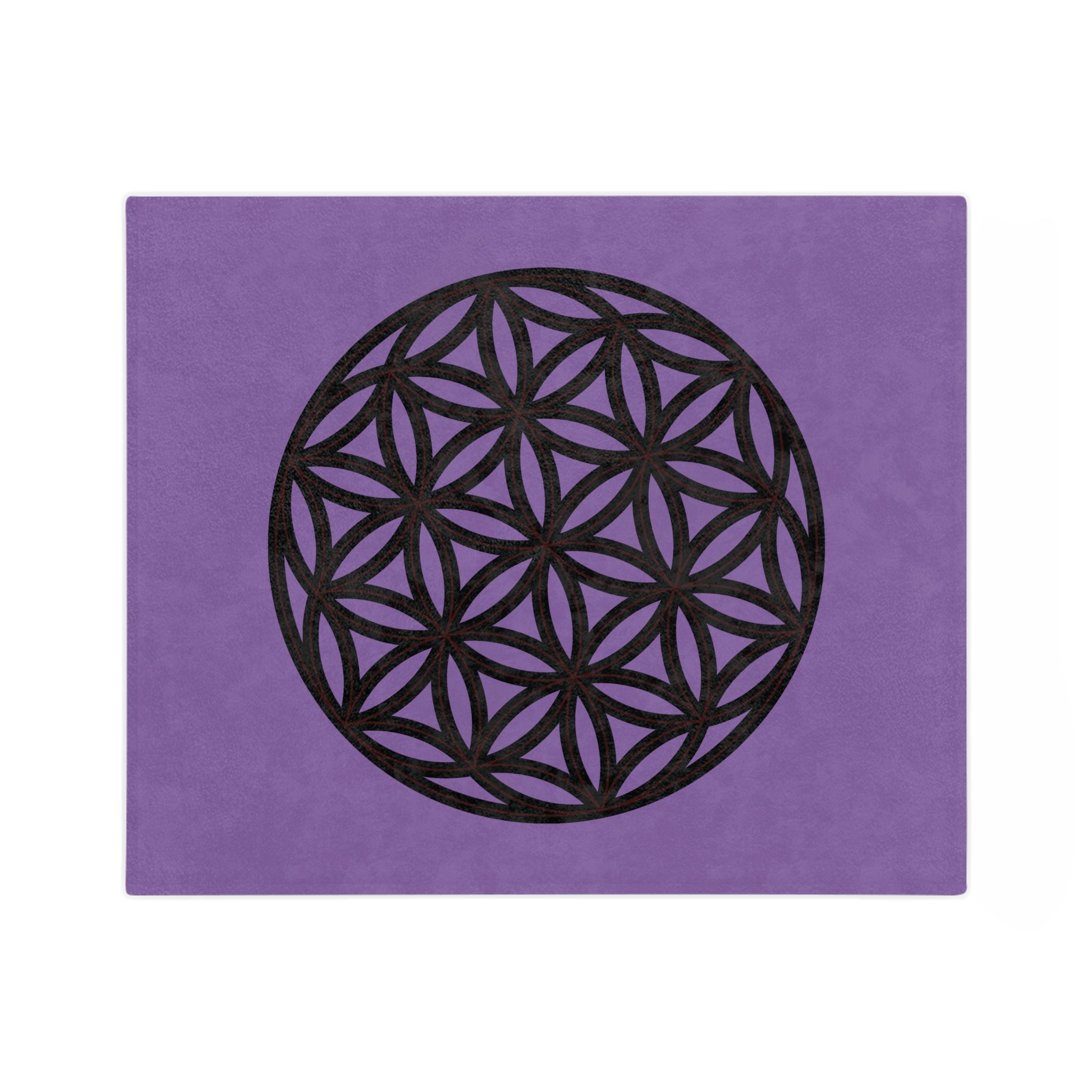 Lavender Velveteen Microfiber Blanket with Flower of Life Design, Cozy Throw for Meditation, Home Decor, Gift for Yoga Lovers