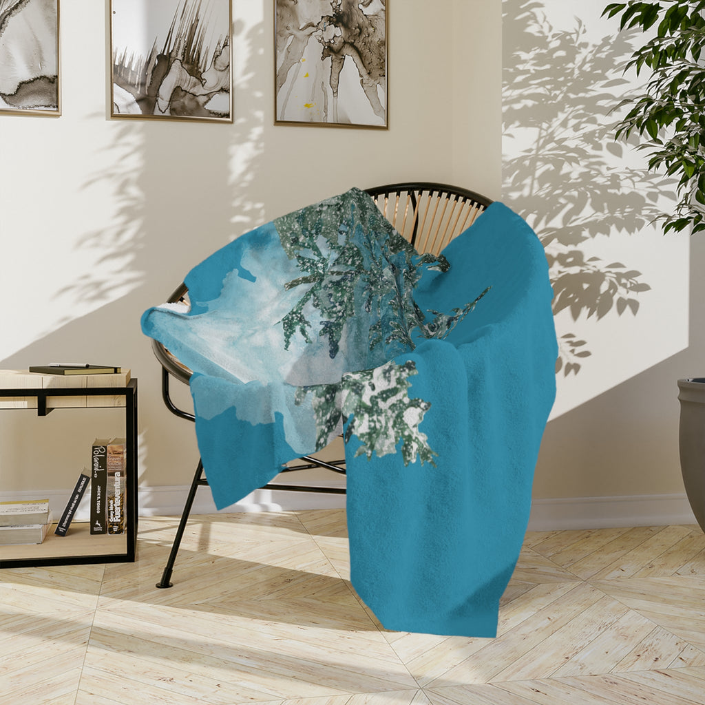 Cozy Winter Forest Blanket, Plush Throw, Snuggle Blanket, Holiday Décor, Gift for Her, Warm Soft Blanket