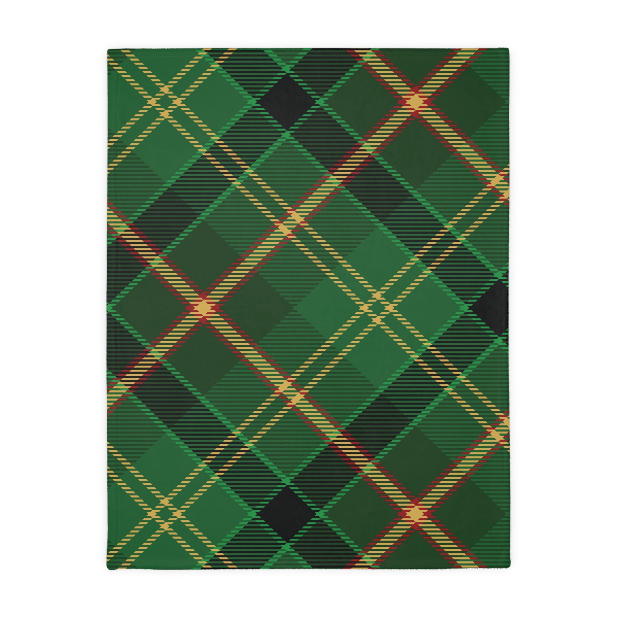 Cozy Plaid Velveteen Microfiber Blanket, Two-Sided Print, Perfect Gift for Cozy Nights, Home Decor, Holiday Snuggles, Green Blanket