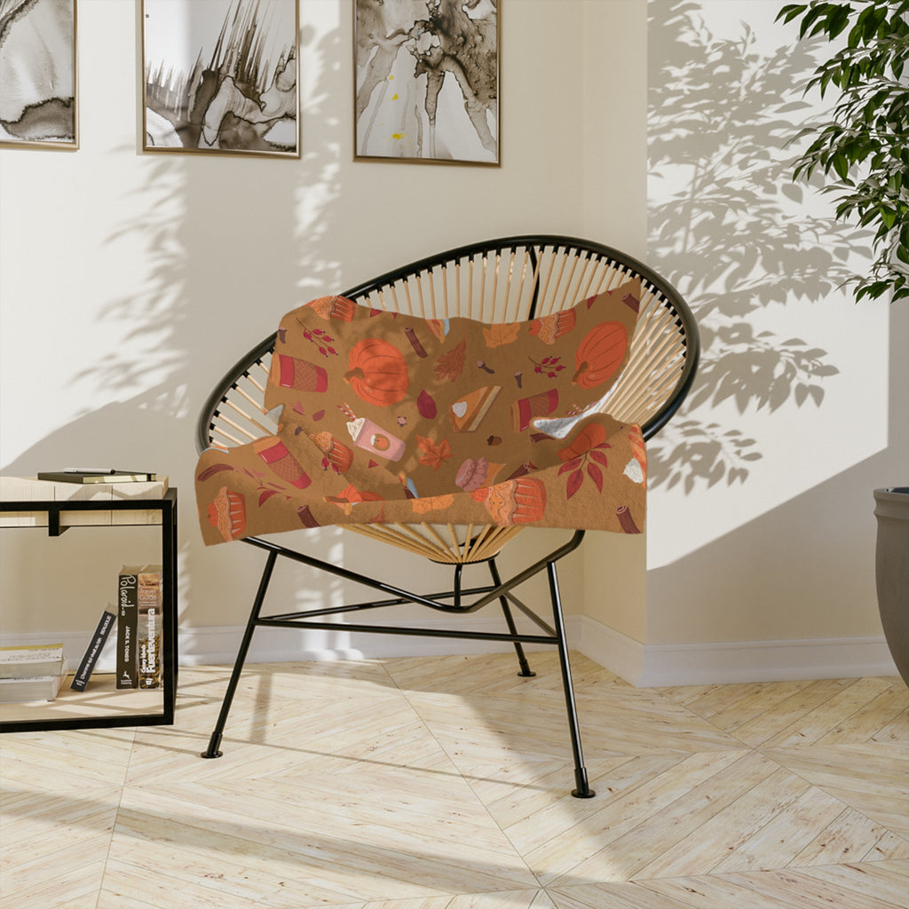 Cozy Fall Blanket, Pumpkin Spice Blanket, Autumn Decor Throw, Microfiber Comforter, Seasonal Home Accessory, Snuggly Gift