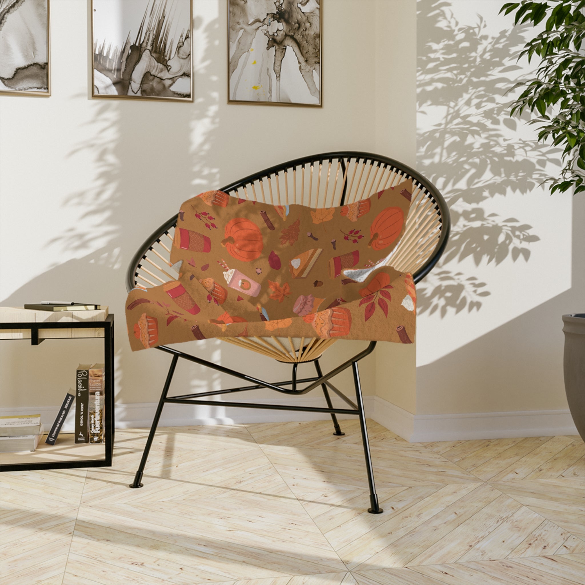 Cozy Fall Blanket, Pumpkin Spice Blanket, Autumn Decor Throw, Microfiber Comforter, Seasonal Home Accessory, Snuggly Gift