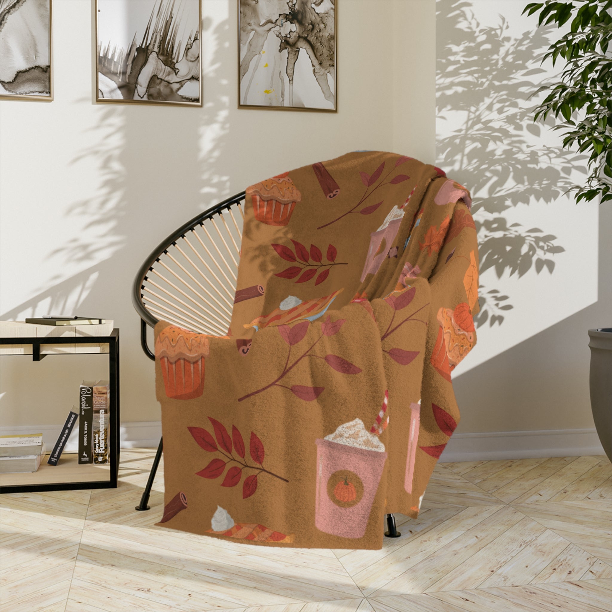 Cozy Fall Blanket, Pumpkin Spice Blanket, Autumn Decor Throw, Microfiber Comforter, Seasonal Home Accessory, Snuggly Gift