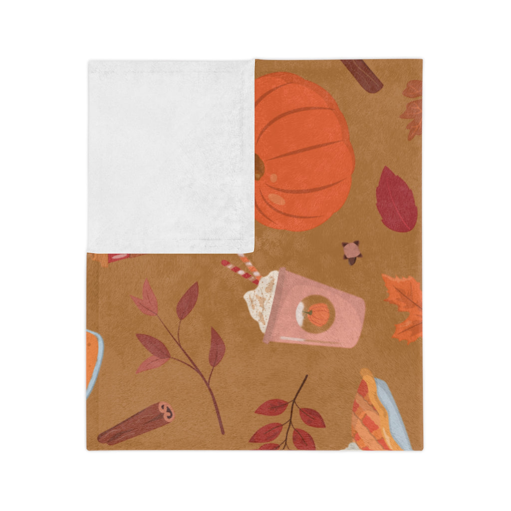 Cozy Fall Blanket, Pumpkin Spice Blanket, Autumn Decor Throw, Microfiber Comforter, Seasonal Home Accessory, Snuggly Gift