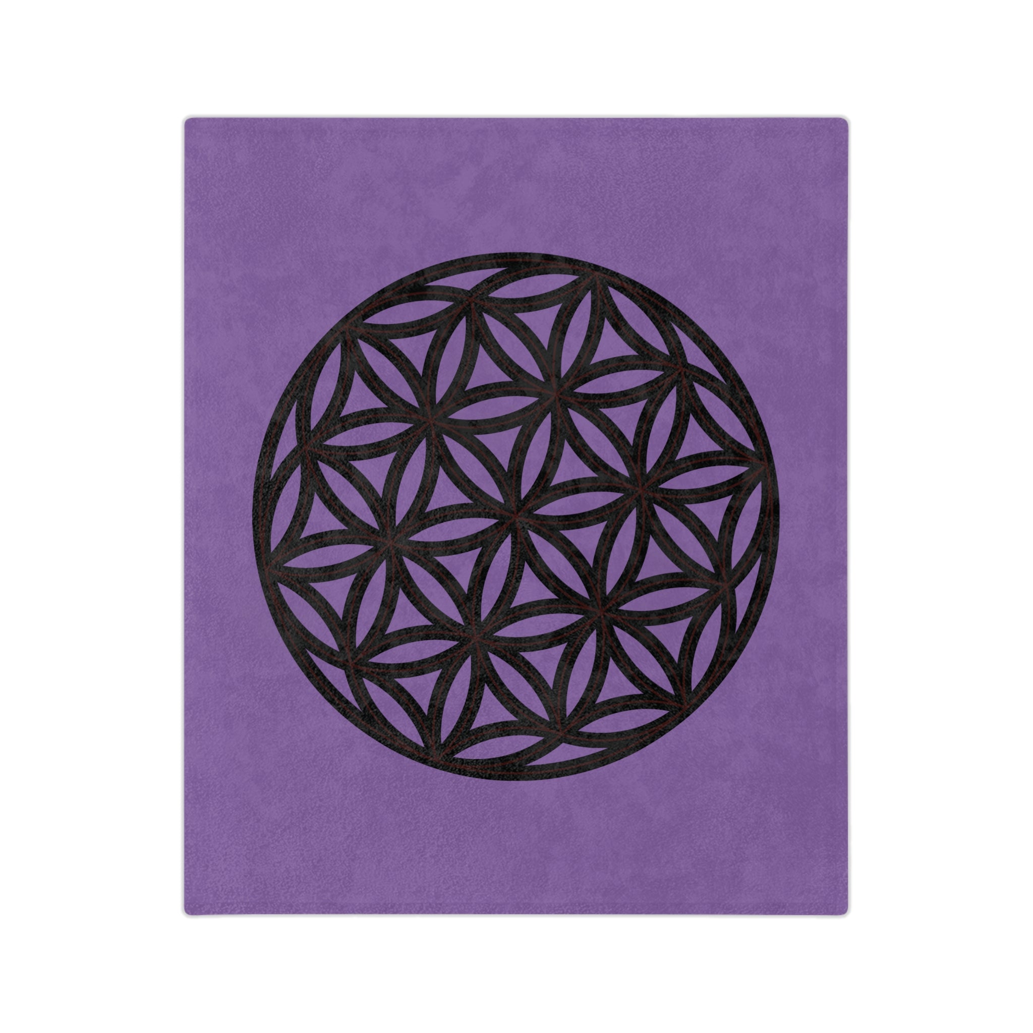 Lavender Velveteen Microfiber Blanket with Flower of Life Design, Cozy Throw for Meditation, Home Decor, Gift for Yoga Lovers