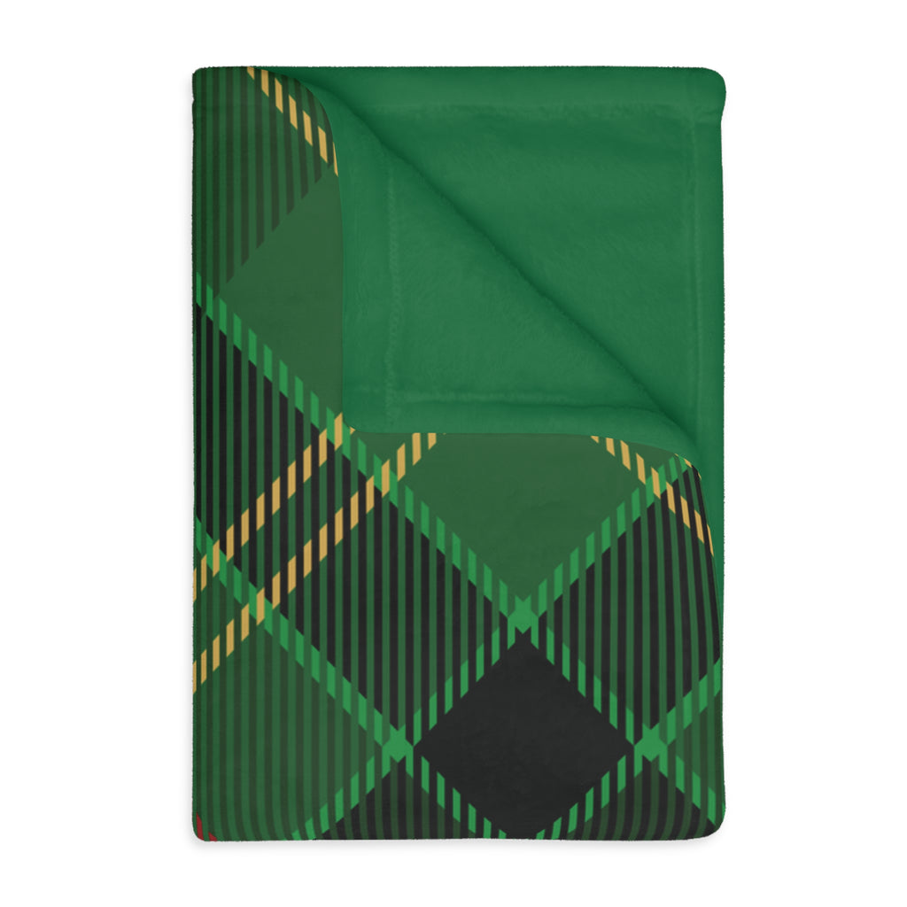 Cozy Plaid Velveteen Microfiber Blanket, Two-Sided Print, Perfect Gift for Cozy Nights, Home Decor, Holiday Snuggles, Green Blanket
