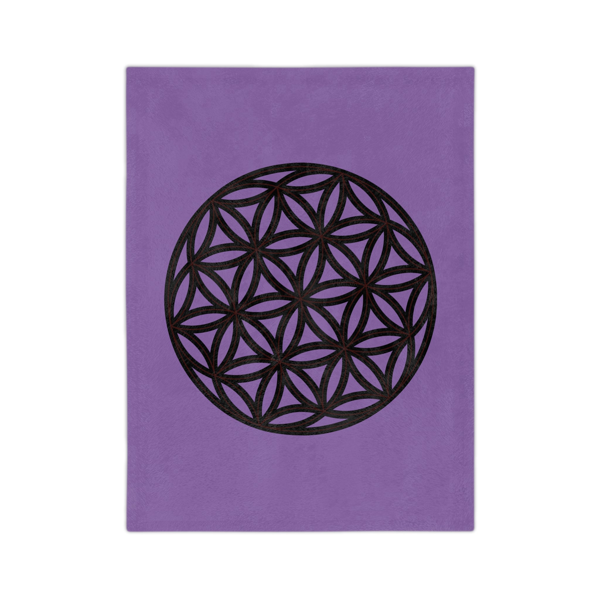 Lavender Velveteen Microfiber Blanket with Flower of Life Design, Cozy Throw for Meditation, Home Decor, Gift for Yoga Lovers