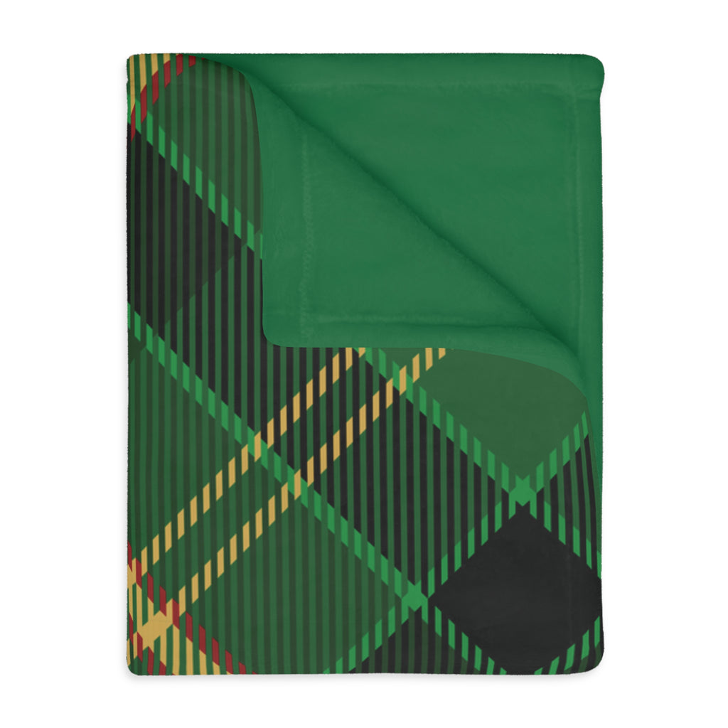 Cozy Plaid Velveteen Microfiber Blanket, Two-Sided Print, Perfect Gift for Cozy Nights, Home Decor, Holiday Snuggles, Green Blanket