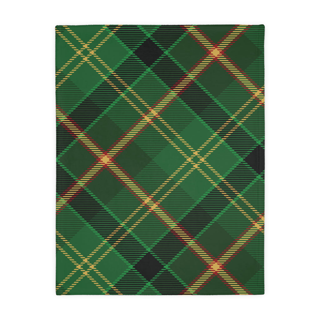 Cozy Plaid Velveteen Microfiber Blanket, Two-Sided Print, Perfect Gift for Cozy Nights, Home Decor, Holiday Snuggles, Green Blanket