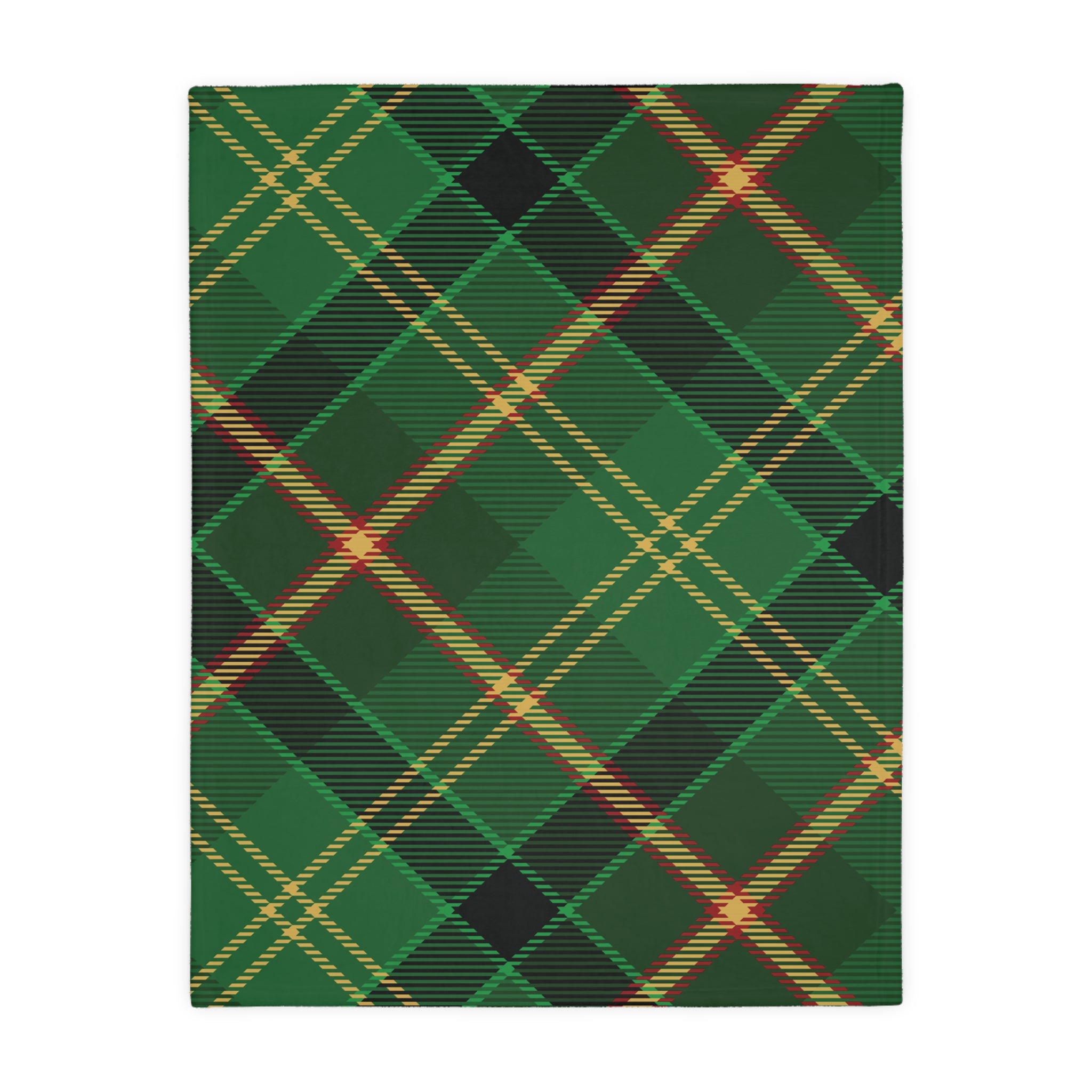 Cozy Plaid Velveteen Microfiber Blanket, Two-Sided Print, Perfect Gift for Cozy Nights, Home Decor, Holiday Snuggles, Green Blanket